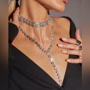 Elegant Silver Crystal Necklace Set